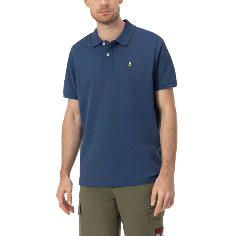 HOMBRE POLO LAVADO BORDADOS A CONTRAS AZUL MAR