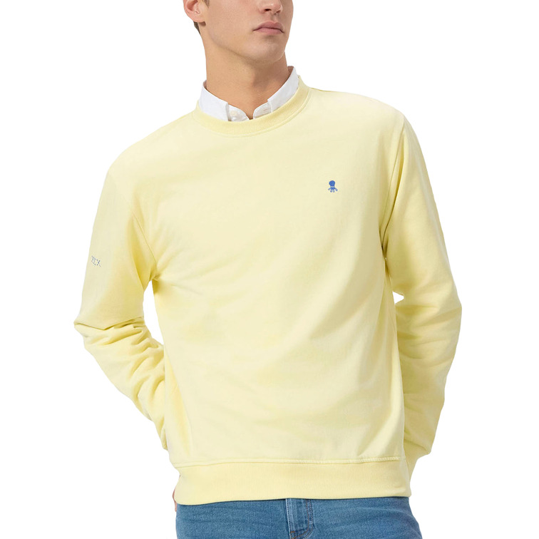 HOMBRE SUDADERA BÁSICA BORDADO A CONT AMARILLO