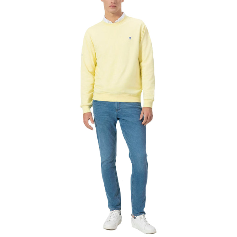 HOMBRE SUDADERA BÁSICA BORDADO A CONT AMARILLO