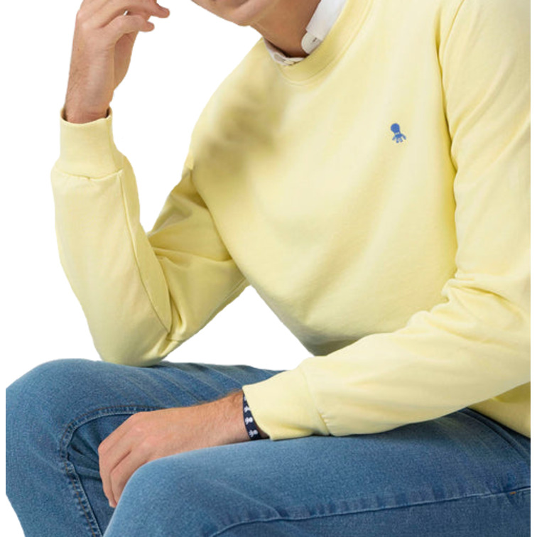 HOMBRE SUDADERA BÁSICA BORDADO A CONT AMARILLO