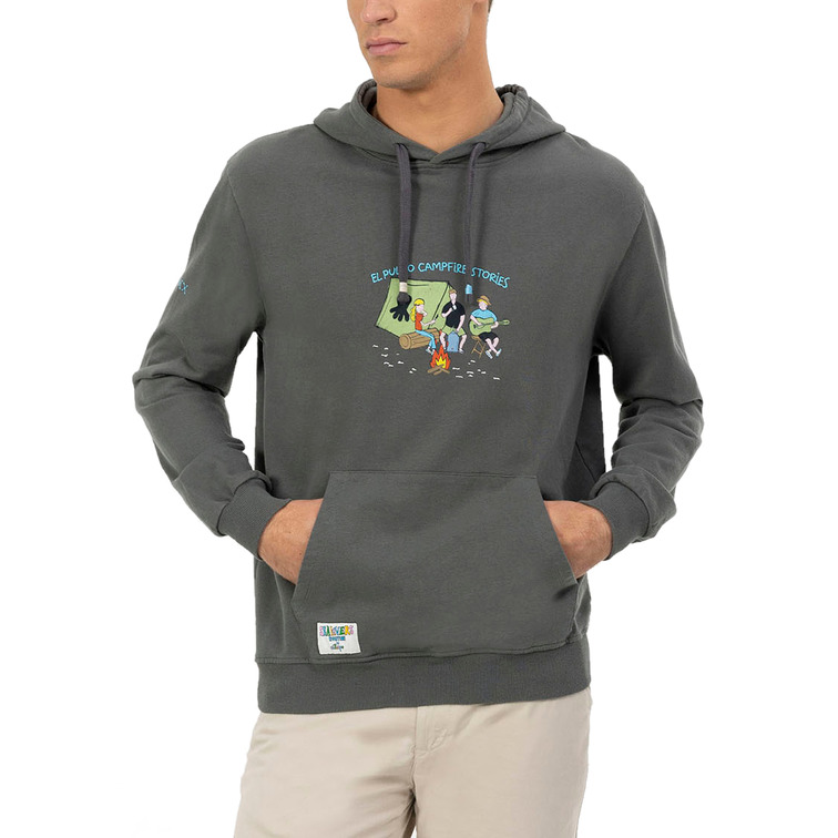 HOMBRE SUDADERA CAPUCHA ESTAMPADO CAM ANTRACIT