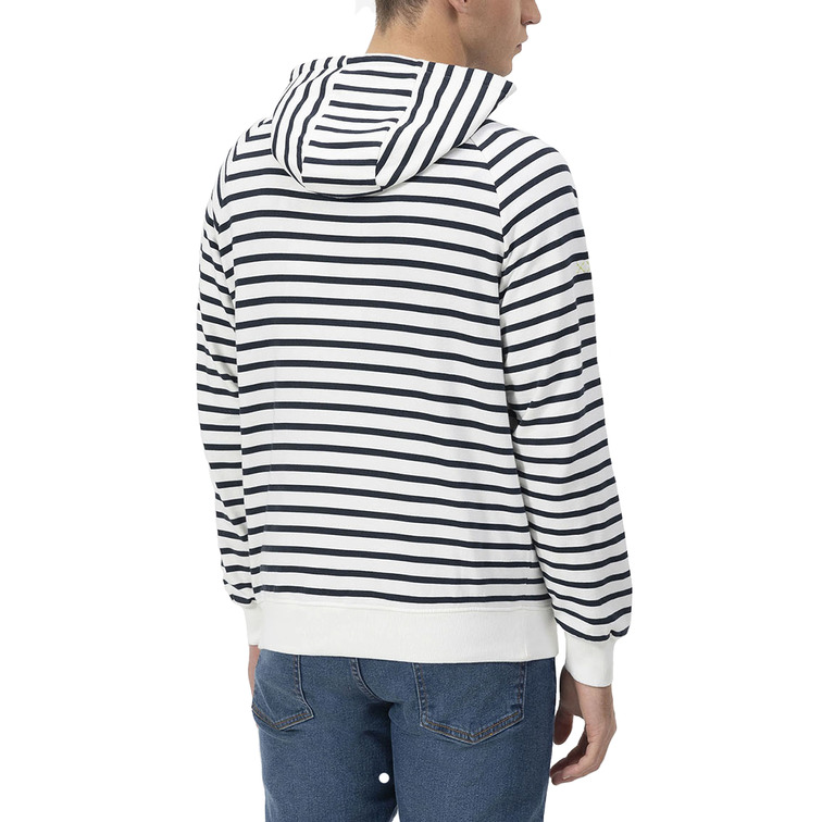 HOMBRE SUDADERA CAPUCHA RAYAS BORDADO BLANCO P