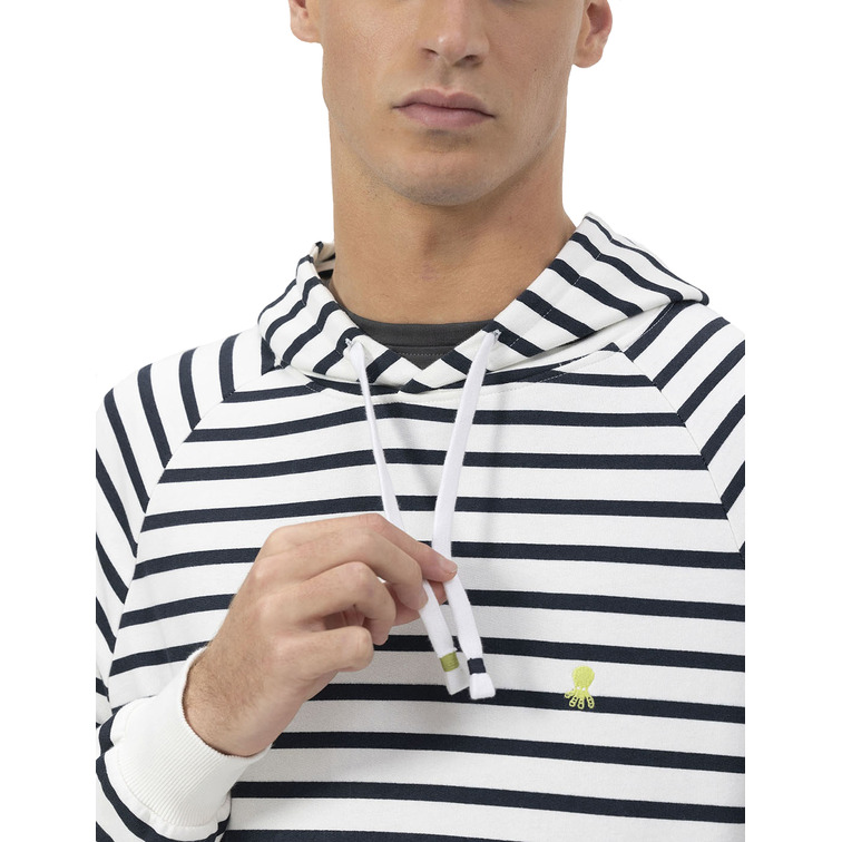 HOMBRE SUDADERA CAPUCHA RAYAS BORDADO BLANCO P
