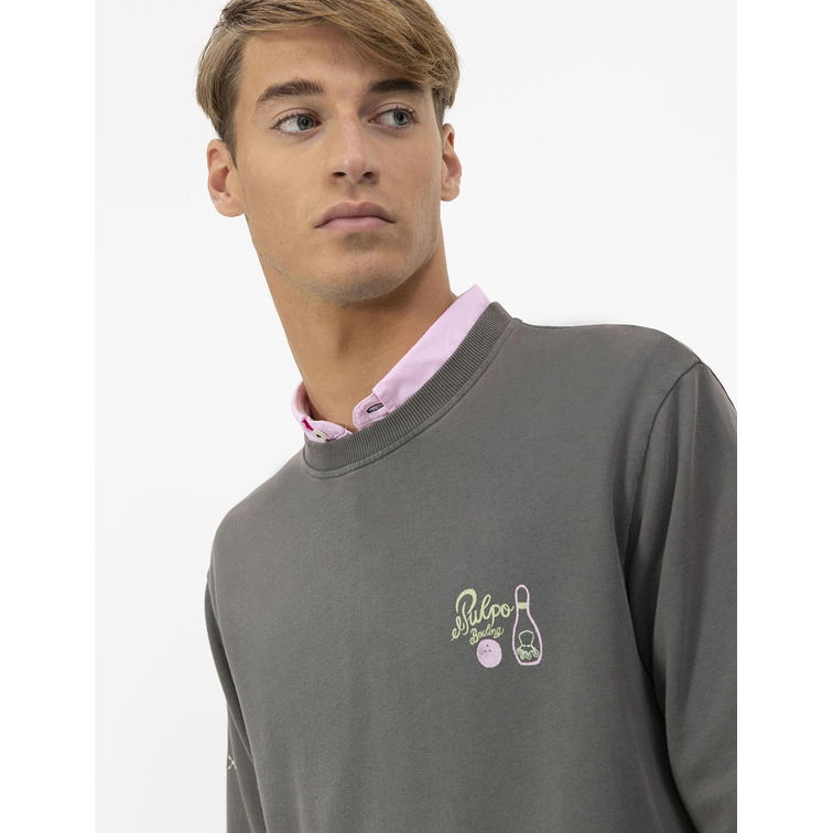 HOMBRE SUDADERA ESTAMPADO BOWLING CUS ANTRACIT