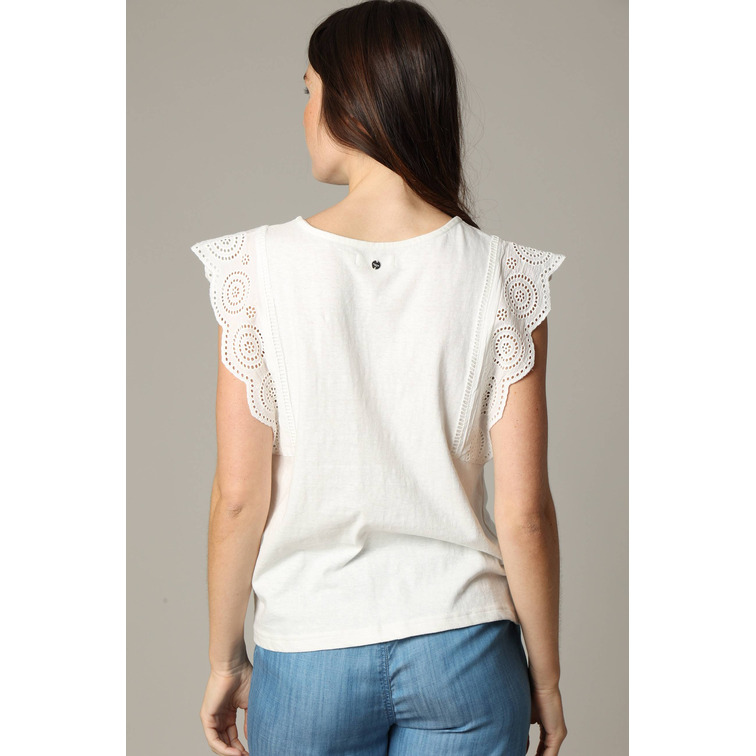 BLUSA MUJER DEELUXE CON VOLANTES CALADOS