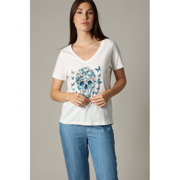 CAMISETA MUJER DEELUXE ESTAMPADO CALAVERA