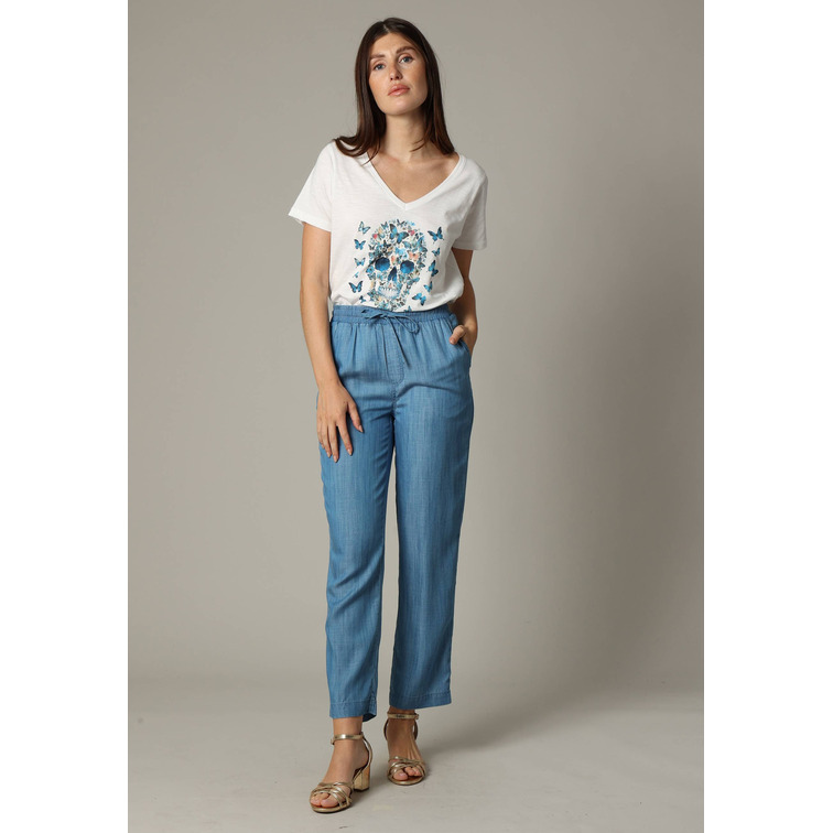 CAMISETA MUJER DEELUXE ESTAMPADO CALAVERA