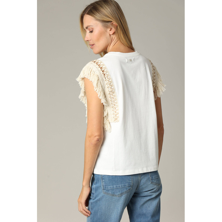 CAMISETA SIN MANGAS MUJER DEELUXE CON FRINGES DE CROCHET