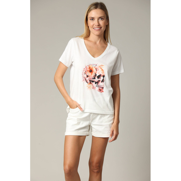 CAMISETA MUJER DEELUXE ESTAMPADO CALAVERA