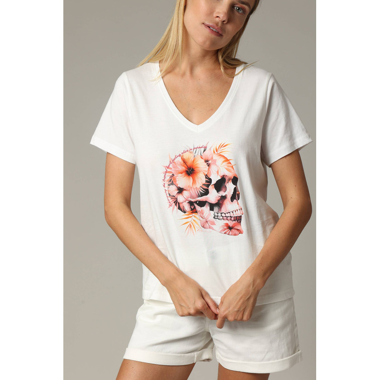 CAMISETA MUJER DEELUXE ESTAMPADO CALAVERA