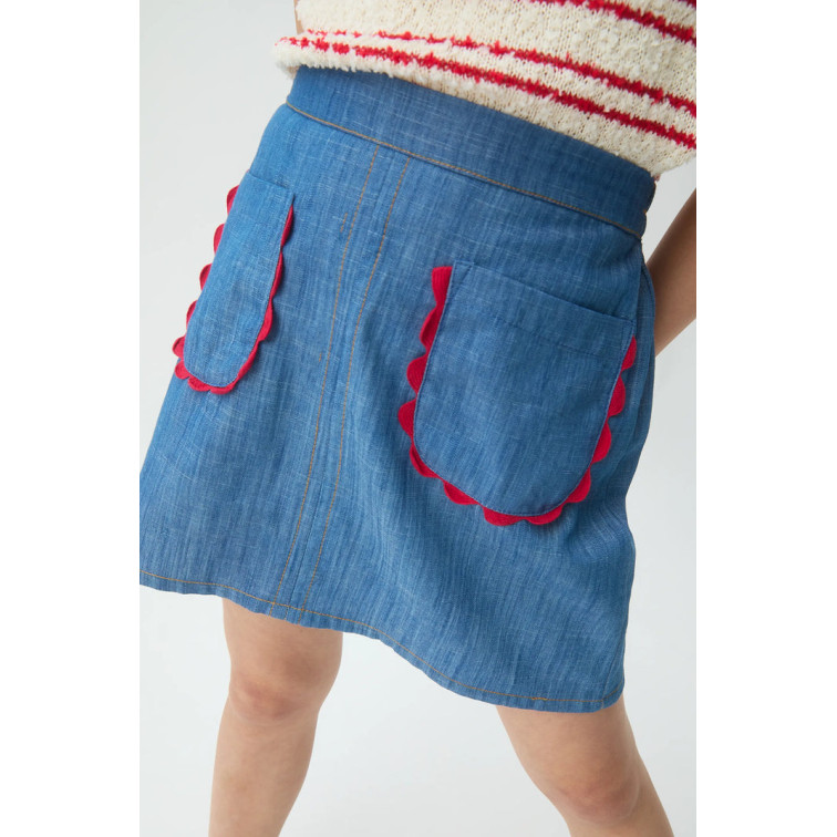 FALDA NIÑA  CIAFAN FALDA CORTA DE NIÑA CHAMBRAY