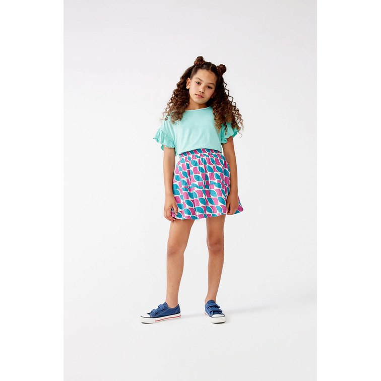 NIÑA FALDA CORTA DE NIÑA CON ESTAMP GEOMETRI