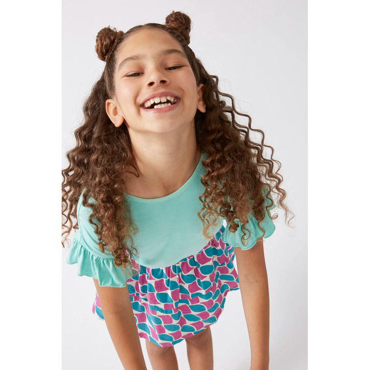 NIÑA FALDA CORTA DE NIÑA CON ESTAMP GEOMETRI