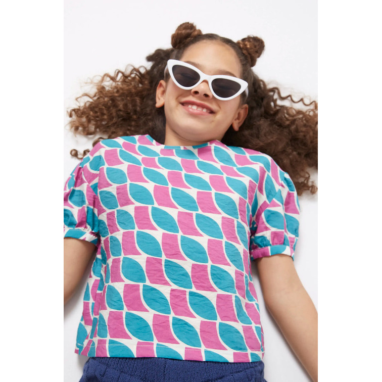 NIÑA TOP DE NIÑA ESTAMPADO DE PLUMA GEOMETRI