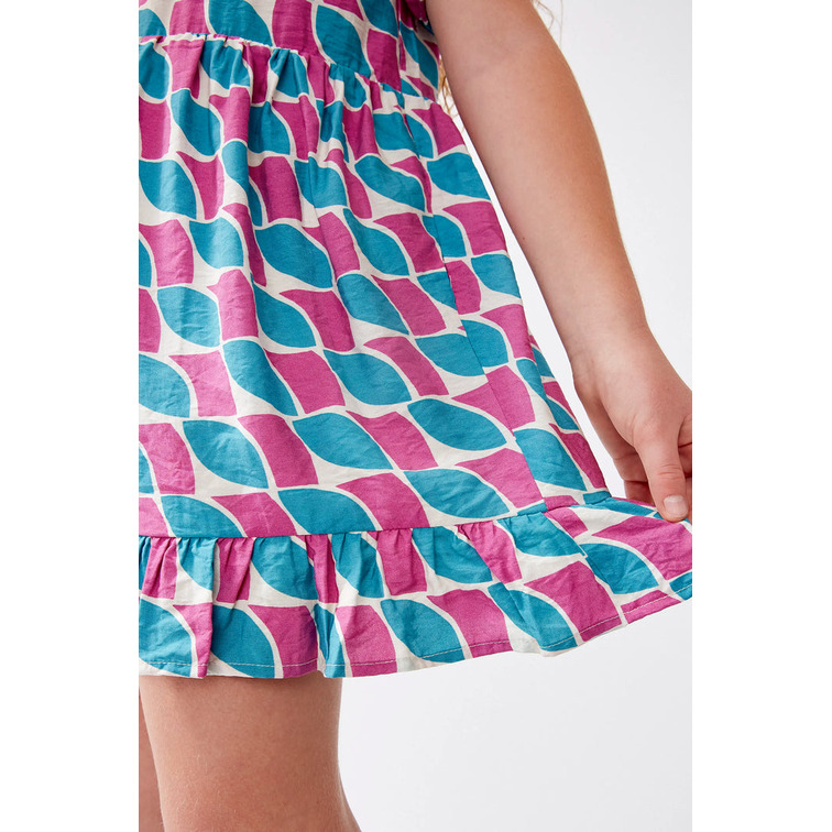 VESTIDO CORTO NIÑA COMPAÑÍA FANTÁSTICA ESTAMPADO PLUMAS