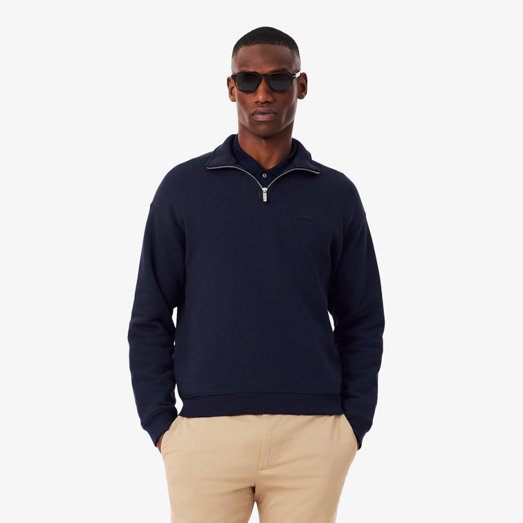SUDADERA UNISEX LACOSTE DE FELPA GRUESA CON CREMALLERA EN CUELLO