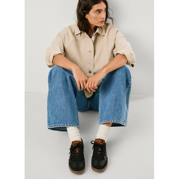 ZAPATILLA DE PIEL MUJER PEPE JEANS CON DETALLES EN ANTE