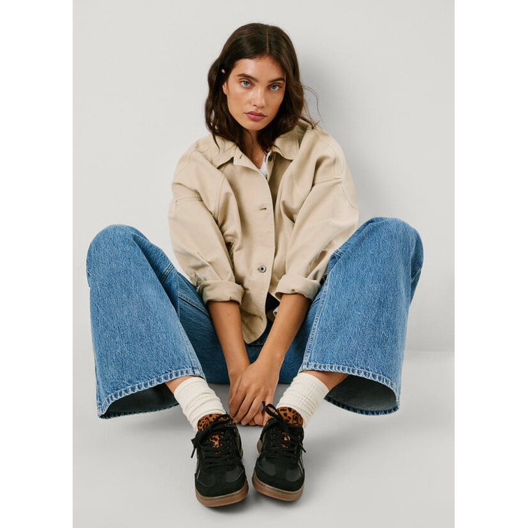 ZAPATILLA DE PIEL MUJER PEPE JEANS CON DETALLES EN ANTE