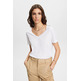 CAMISETA CON CUELLO PICO Y COSTURAS DECORATIVAS MUJER ESPRIT
