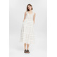 VESTIDO MIDI CON RAYAS BORDADAS MUJER ESPRIT