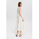 VESTIDO MIDI CON RAYAS BORDADAS MUJER ESPRIT