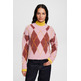 JERSEY CON DISEÑO DE ROMBOS EN MEZCLA DE LANA MUJER ESPRIT