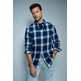 CAMISA HOMBRE SALSA JEANS SLIM FIT SHIRT INDIGO PLAID