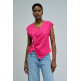 CAMISETA ASIMÉTRICA MUJER SALSA JEANS CON APLICACIÓN DORADA