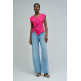 CAMISETA ASIMÉTRICA MUJER SALSA JEANS CON APLICACIÓN DORADA