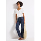 VAQUERO MUJER  STREET STYLE QR BOOTCUT,HW,DARK BLUE