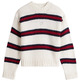 MUJER TJW BADGE STRIPE FLUFFY SWEATE YBH