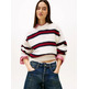 MUJER TJW BADGE STRIPE FLUFFY SWEATE YBH