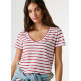CAMISETA MUJER  PEPE JEANS MEGAN V NECK STRIPED