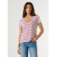 CAMISETA MUJER  PEPE JEANS MEGAN V NECK STRIPED