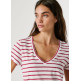 CAMISETA MUJER  PEPE JEANS MEGAN V NECK STRIPED