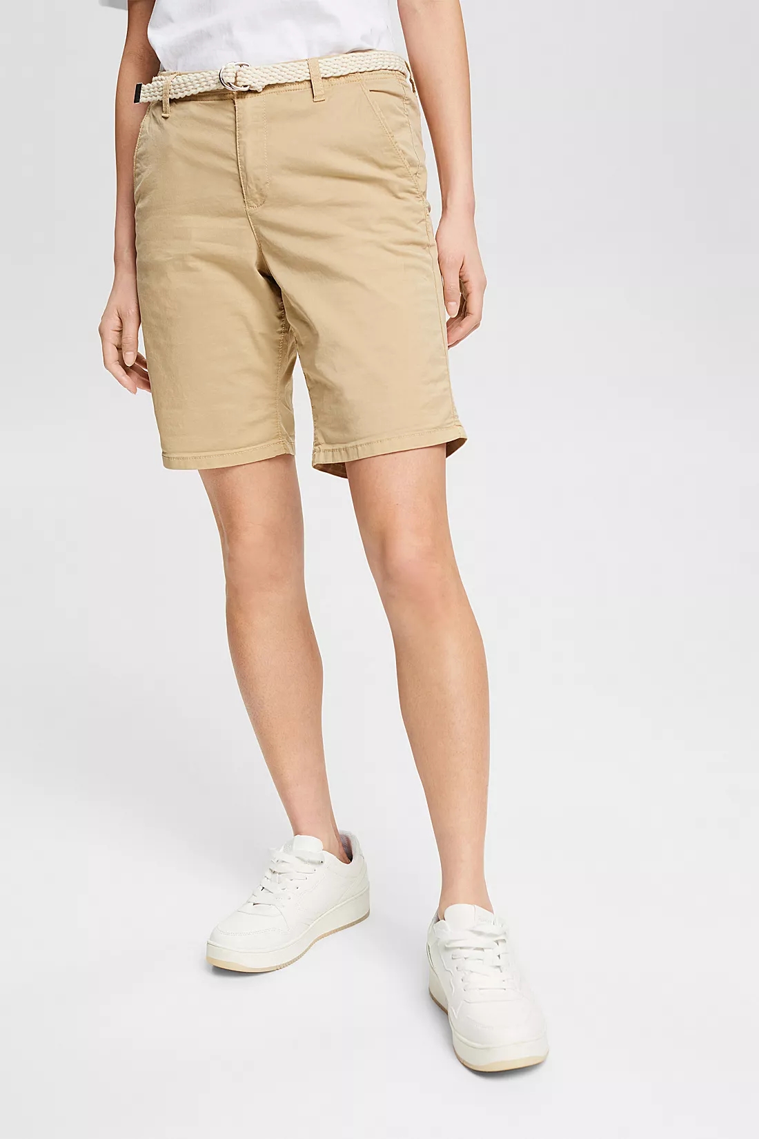 Oral Hora piel SHORT CHINO CON CINTURÓN TRENZADO MUJER ESPRIT - Korner