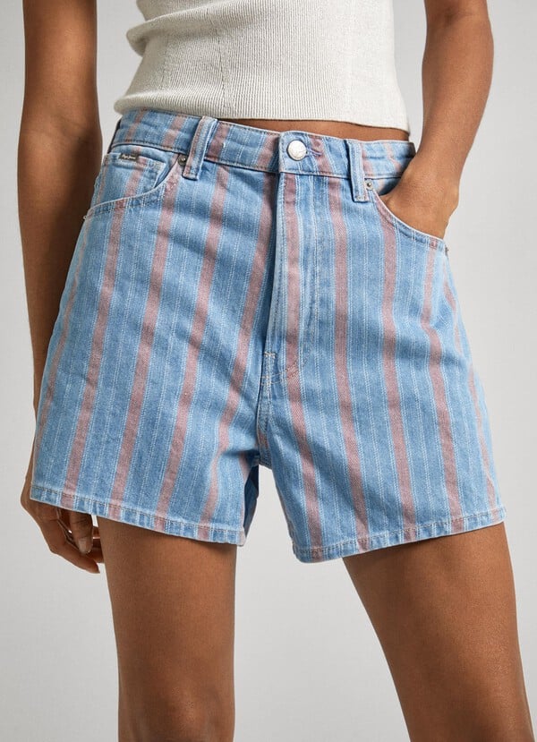 PANTALON CORTO MUJER PEPE JEANS A LINE SHORT UHW STRIPE