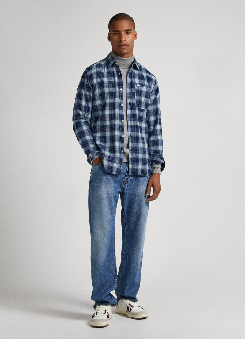 CAMISA ALGODON INDIGO CUADROS HOMBRE PEPE JEANS CLAUDE