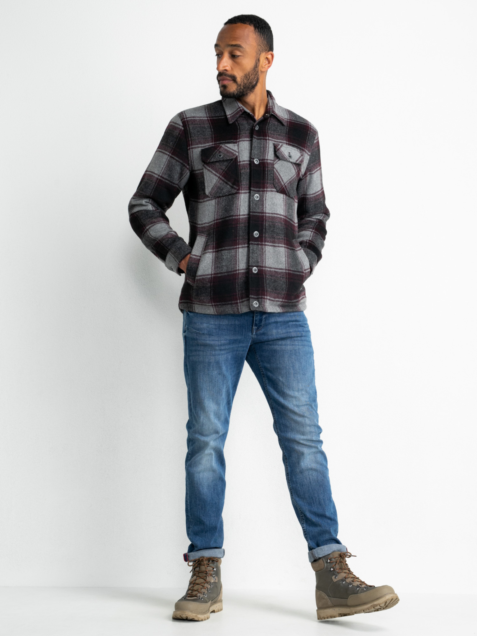 SOBRECAMISA ESTAMPADA A CUADROS HOMBRE PETROL Korner